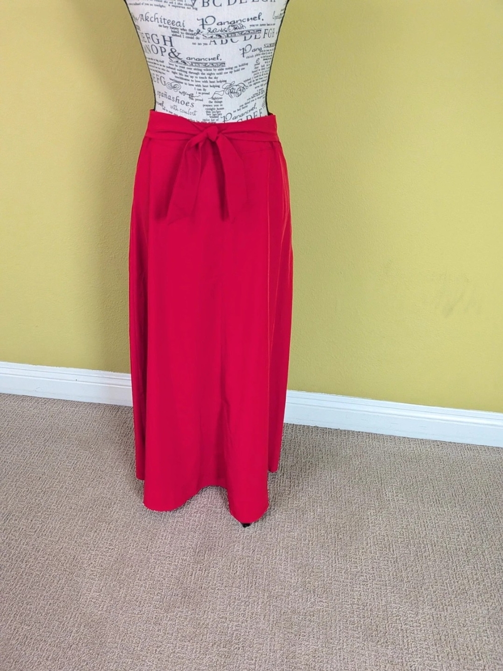 Red Tie-Waist Maxi Skirt